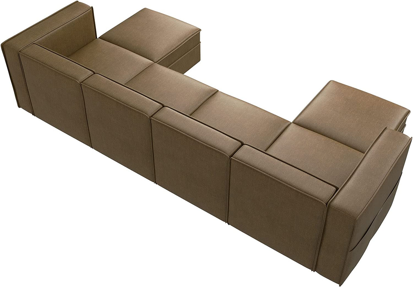 Convertible Sectional Sofa, U Shaped Couch with Storage Seats, Modular Sofa Couch with Convertible Chaise, Huckleberry Brown