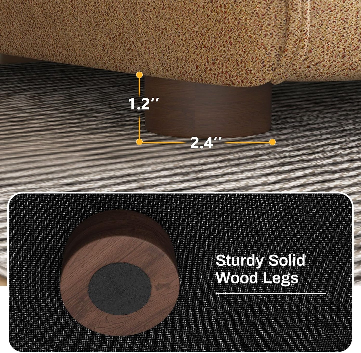 Modular Sectional Sofa, Convertible Sectional Couch with Storage Seat, U Shaped Sofa Couch with Reversible Chaise, Caramel Brown