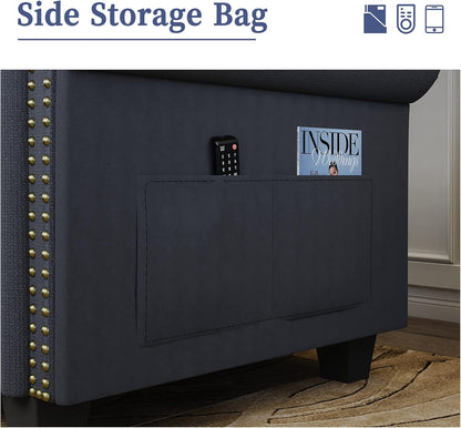 Convertible Sectional Sofa Couch, L Shaped Sofa with Storage Ottoman, Reversible Couch for Living Room, Denim Blue