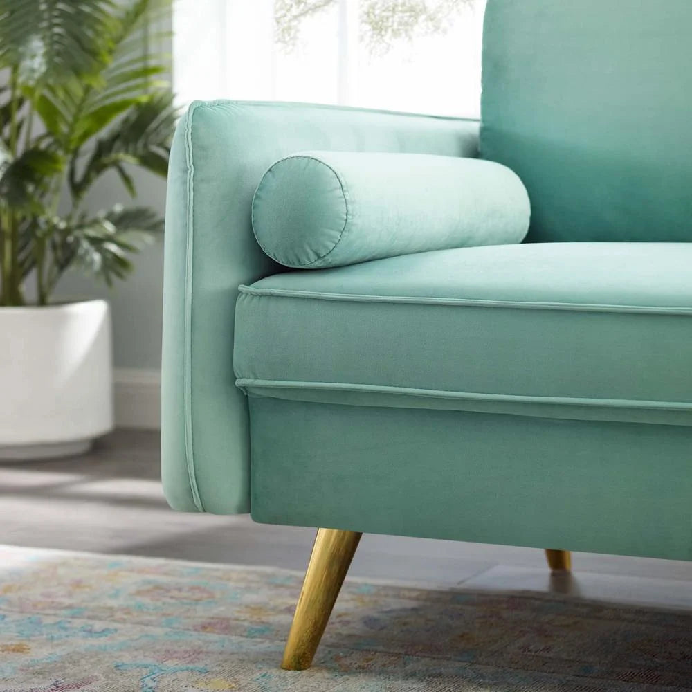 Revive Performance Velvet Sofa in Mint