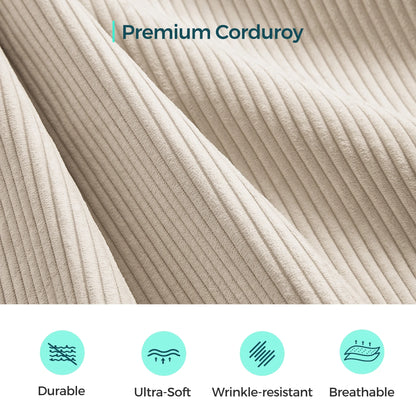 Oversized Modular Sectional Sofa, L-Shaped Cloud Sofa Couch with Corduroy Fabric, 3 Seat Sponge Sofa for Living Room, No Assembly Required, Beige