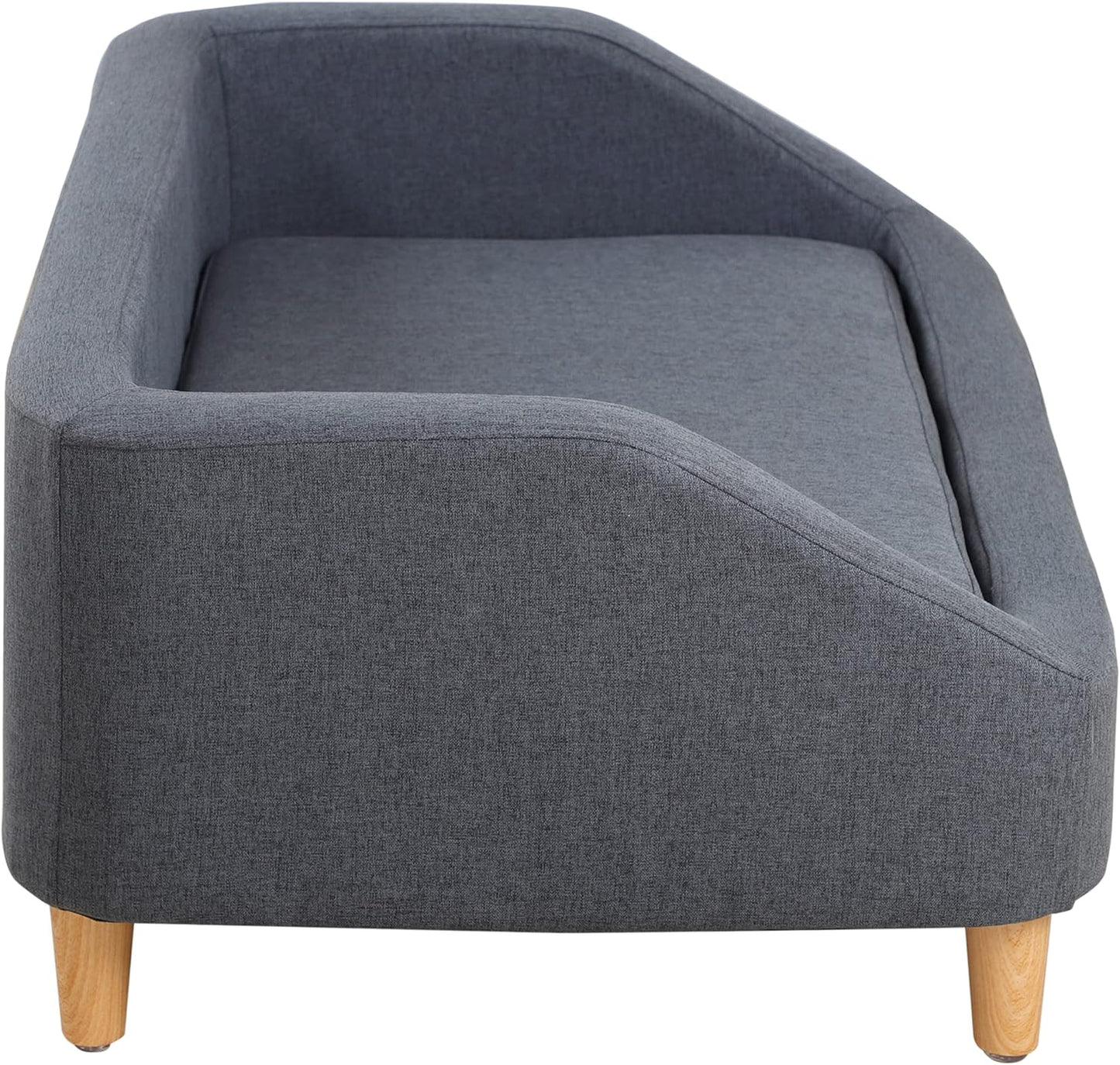 37" Pet Sofa Bed, Dog Sofa, Cat Sofa, Cat Bed, Pet Bed, Dog Bed, Cat Bed, Rectangle Pet Sofa with Detachable Cushion/Elegant Wood-Like Foot, Comfortable and Safe Pet Sofa (Gray)