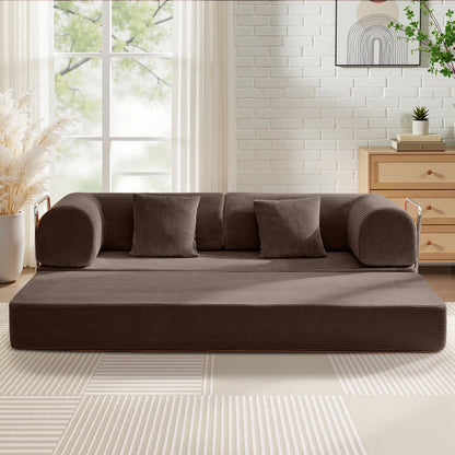 78.7" W Combination Sofa, High Rebound Density Sponge Sofa Couch, Two Forms Floor Couch Three Seats Sofa Bed for Living Room, Bedroom, Coffee