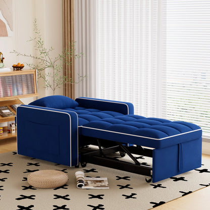 Sleeper Sofa Chair Bed, 3-In-1 Convertible Recliner Sofa Bed for Living Room Apartment, Blue