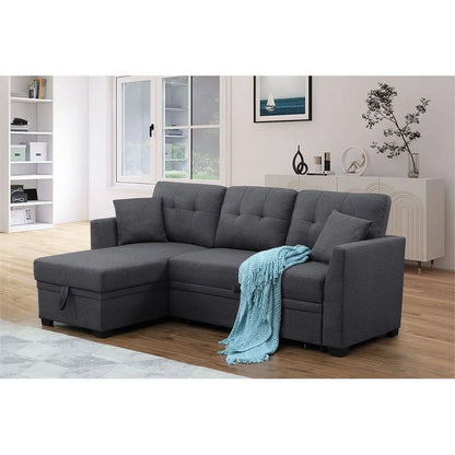 3 Seater L-Shaped Sofa with Pull-Out Sleeper Sofa, Sofa with Storage Recliner for Living Room, Bedroom, Apartment Small Combination Sofa, Dark Gray