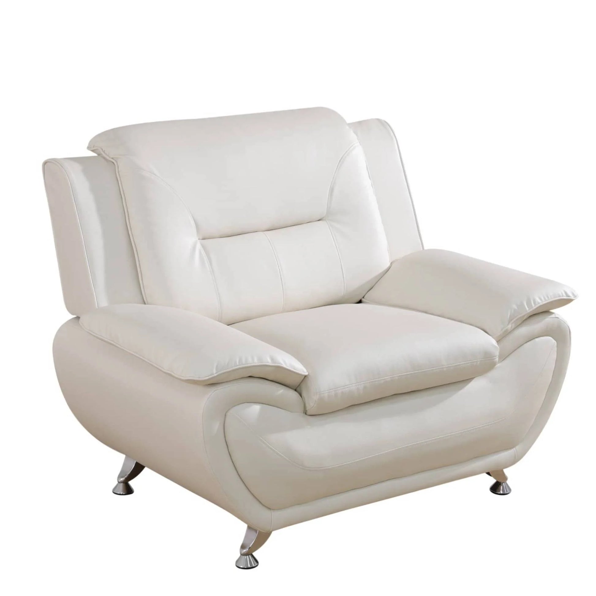 Leather Single Sofa Chair, Modern Comfy Sofa Couch for Living Room, Bedroom, White