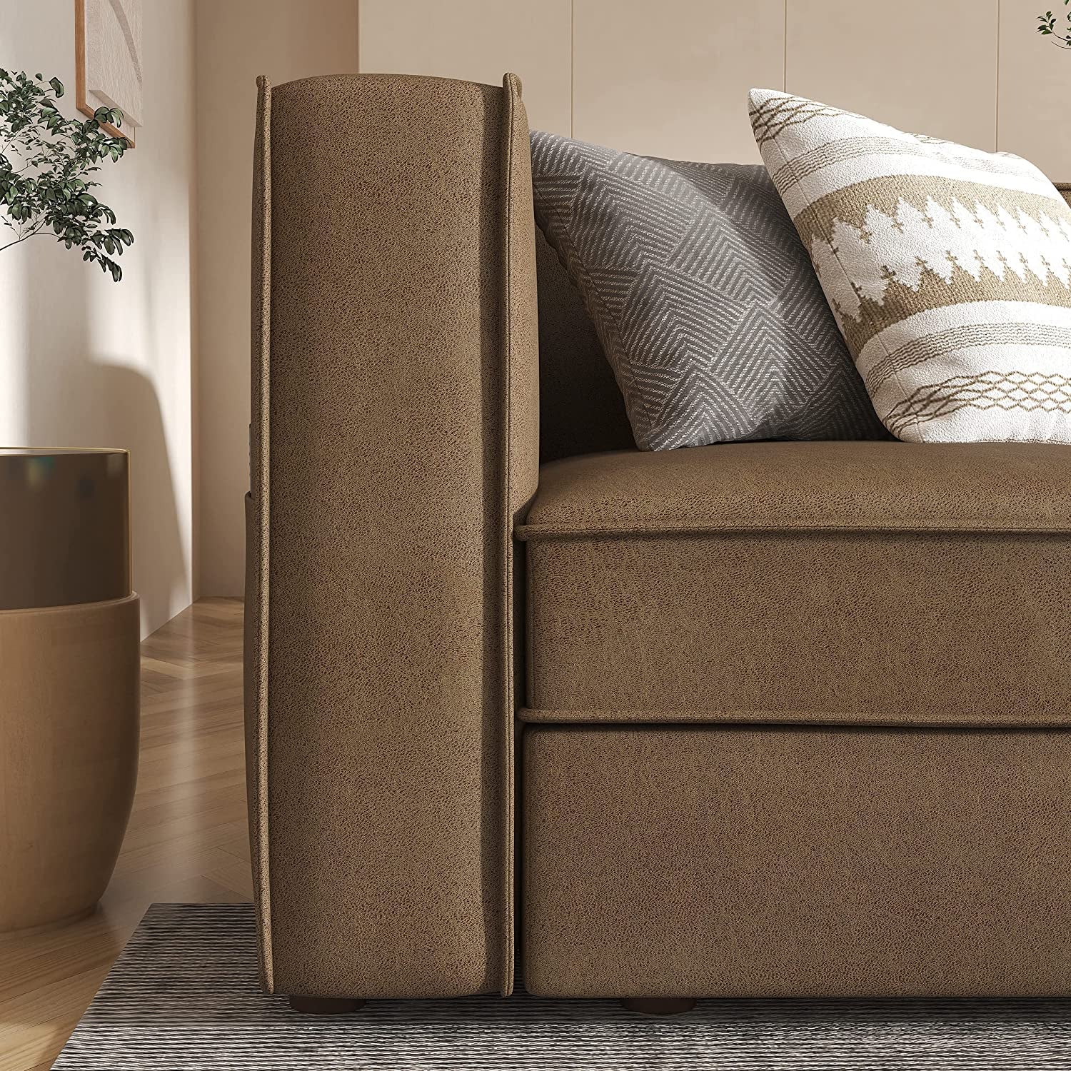 Convertible Sectional Sofa, U Shaped Couch with Storage Seats, Modular Sofa Couch with Convertible Chaise, Huckleberry Brown