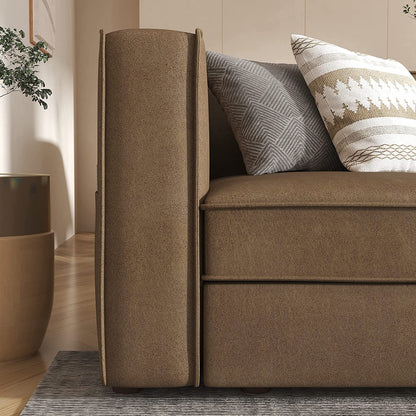 Convertible Sectional Sofa, U Shaped Couch with Storage Seats, Modular Sofa Couch with Convertible Chaise, Huckleberry Brown