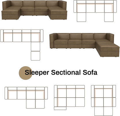 Convertible Sectional Sofa, U Shaped Couch with Storage Seats, Modular Sofa Couch with Convertible Chaise, Huckleberry Brown