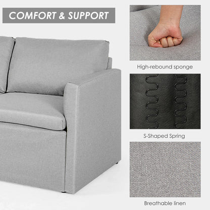 Convertible Sectional Sofa L-Shaped Couch W/Reversible Chaise Light Grey