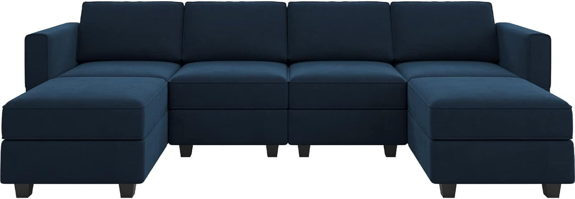 Modular Sectional Sofa U Shaped Velvet Couch with Reversible Chaise Oversized Couch with Ottoman Blue…