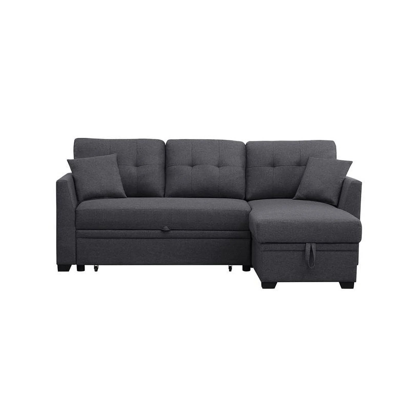 3 Seater L-Shaped Sofa with Pull-Out Sleeper Sofa, Sofa with Storage Recliner for Living Room, Bedroom, Apartment Small Combination Sofa, Dark Gray