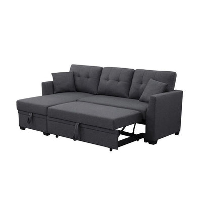 3 Seater L-Shaped Sofa with Pull-Out Sleeper Sofa, Sofa with Storage Recliner for Living Room, Bedroom, Apartment Small Combination Sofa, Dark Gray