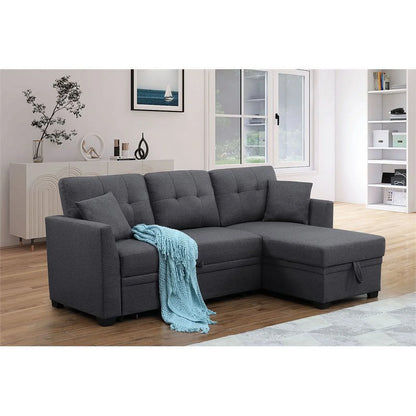3 Seater L-Shaped Sofa with Pull-Out Sleeper Sofa, Sofa with Storage Recliner for Living Room, Bedroom, Apartment Small Combination Sofa, Dark Gray