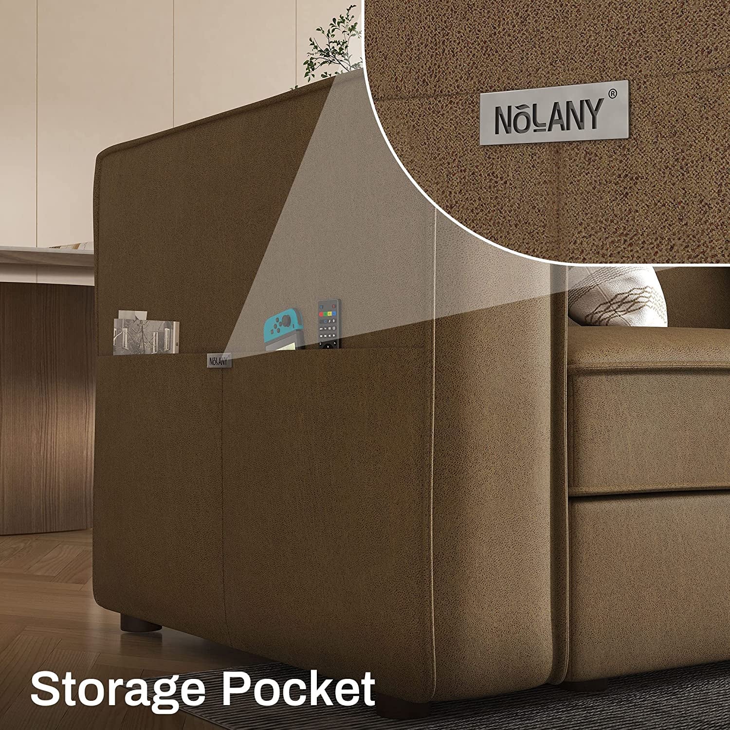 Convertible Sectional Sofa, U Shaped Couch with Storage Seats, Modular Sofa Couch with Convertible Chaise, Huckleberry Brown