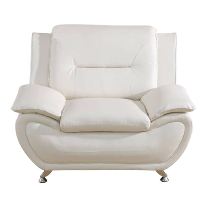 Leather Single Sofa Chair, Modern Comfy Sofa Couch for Living Room, Bedroom, White