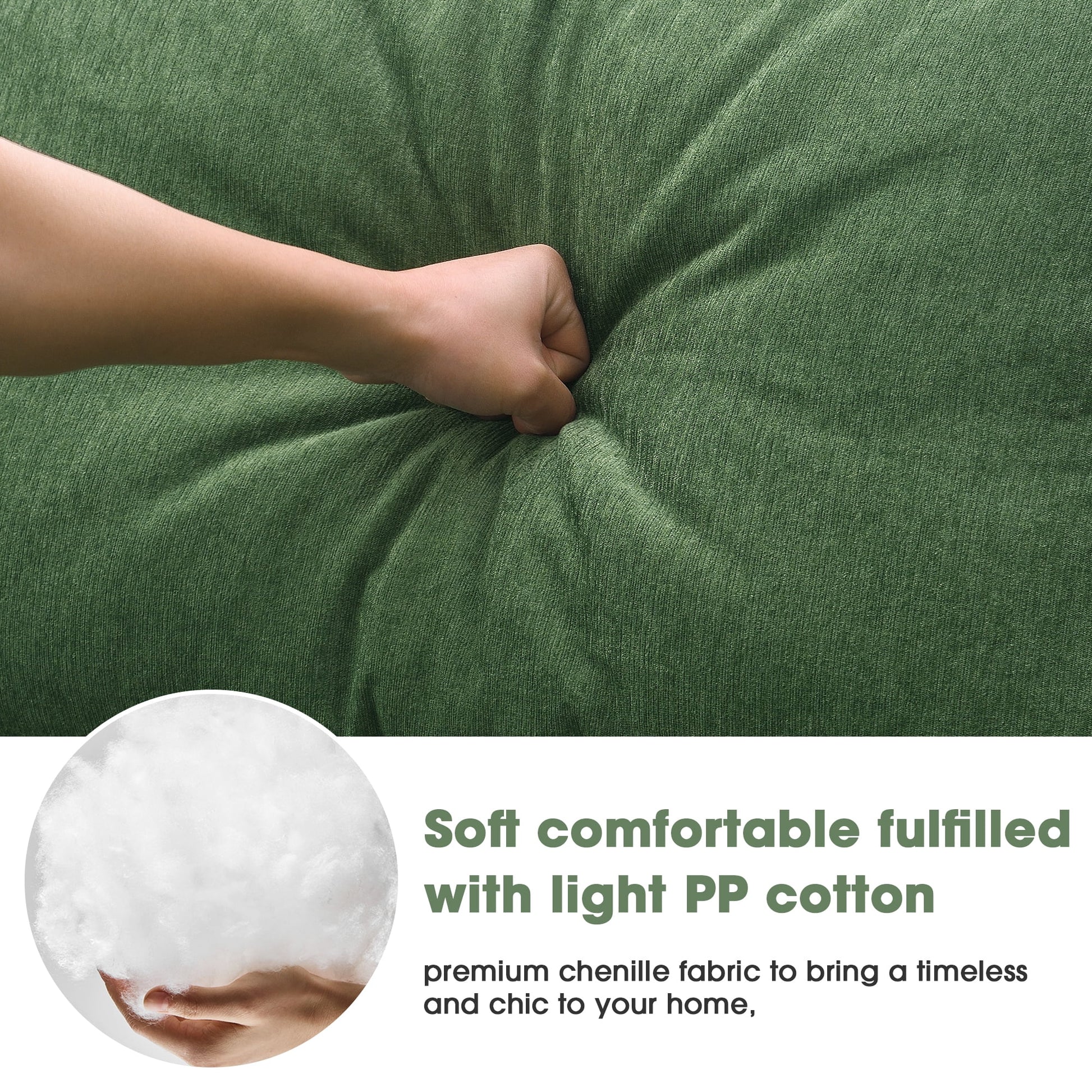 109" Modular Sectional Sofa, L Shaped Modern Couch Upholstered Sleeper Sofa Minimalist Style Couch Living Room Sofa Set for Living Room, Green