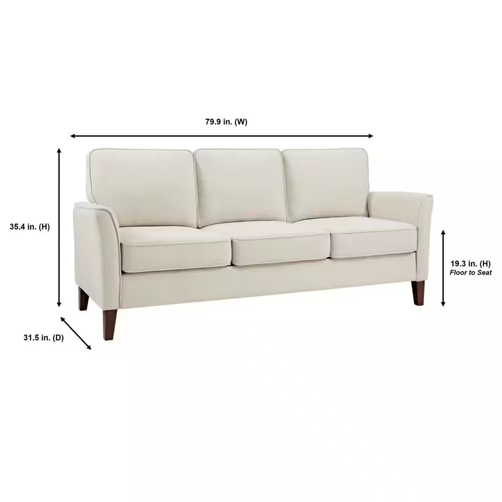 Doherty 79.9 In. Modern Flared Arm Fabric Sofa in Oyster Beige