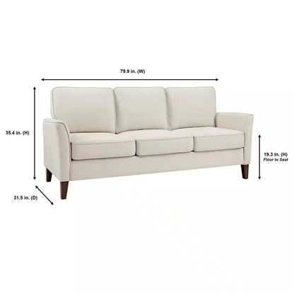 Doherty 79.9 In. Modern Flared Arm Fabric Sofa in Oyster Beige