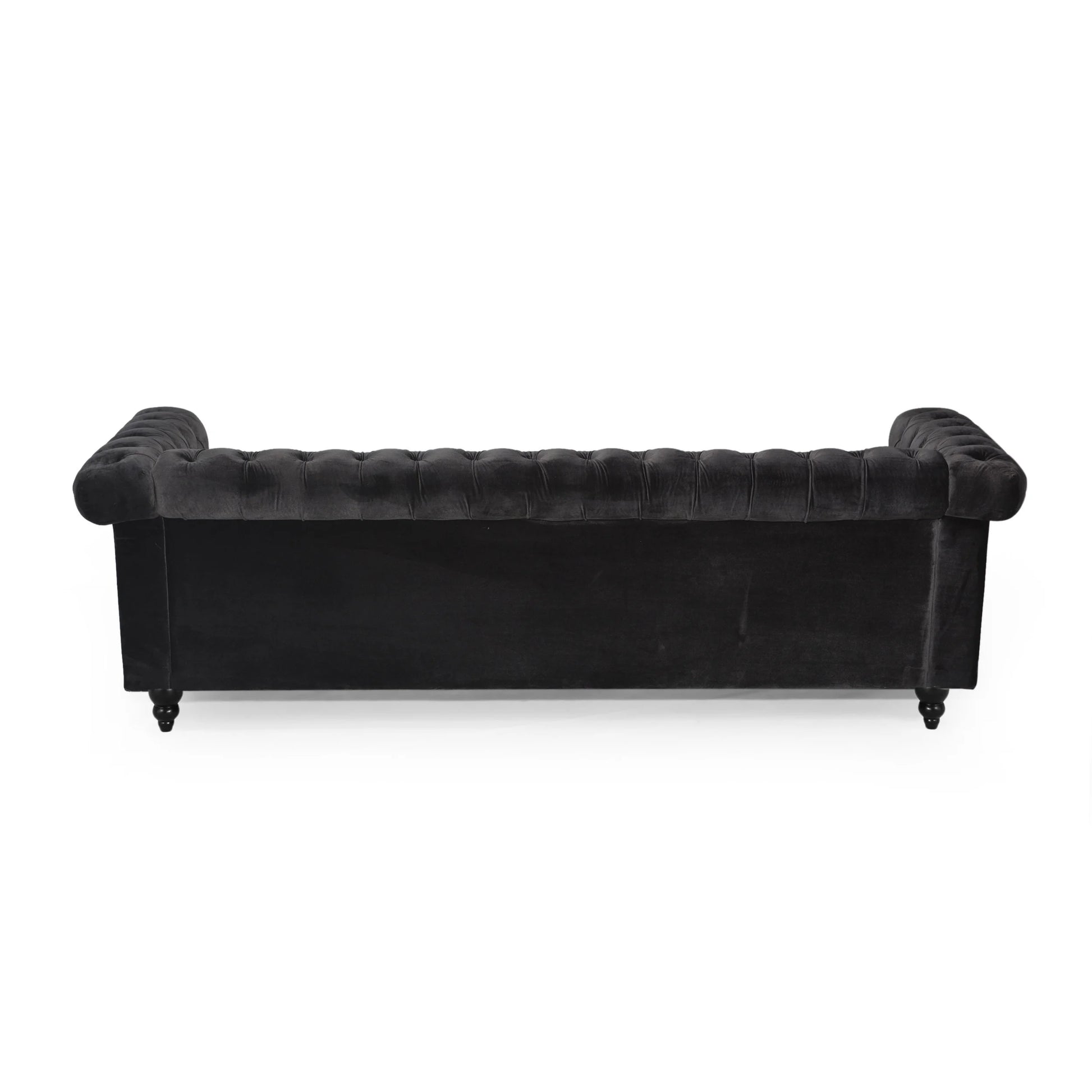 Zyiere Tufted Chesterfield 3 Seater Sofa, Black Velvet and Dark Brown