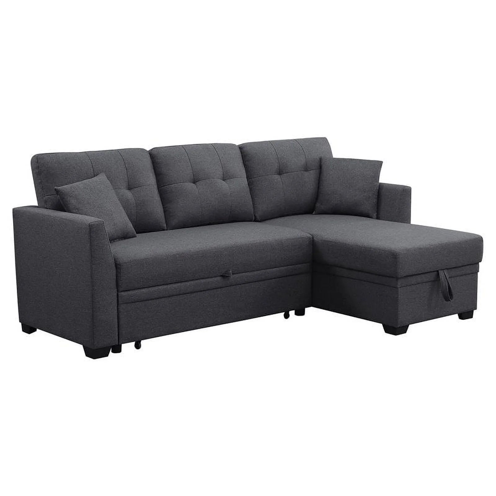 3 Seater L-Shaped Sofa with Pull-Out Sleeper Sofa, Sofa with Storage Recliner for Living Room, Bedroom, Apartment Small Combination Sofa, Dark Gray