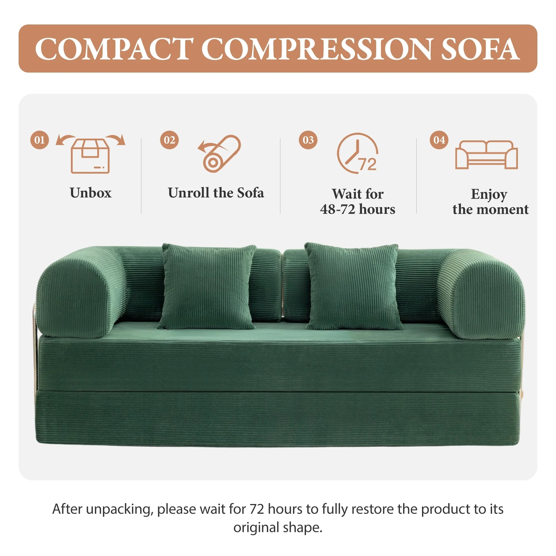 78.7" W Combination Sofa, High Rebound Density Sponge Sofa Couch, Two Forms Floor Couch Three Seats Sofa Bed for Living Room, Bedroom, Green