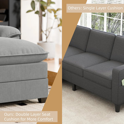 Sectional Sofa Couches Set Oversized U Shaped Sleeper Bed Couch with Double Chaise 4-Seat Cloud Couch for Living Room Home Apartment Light Gray