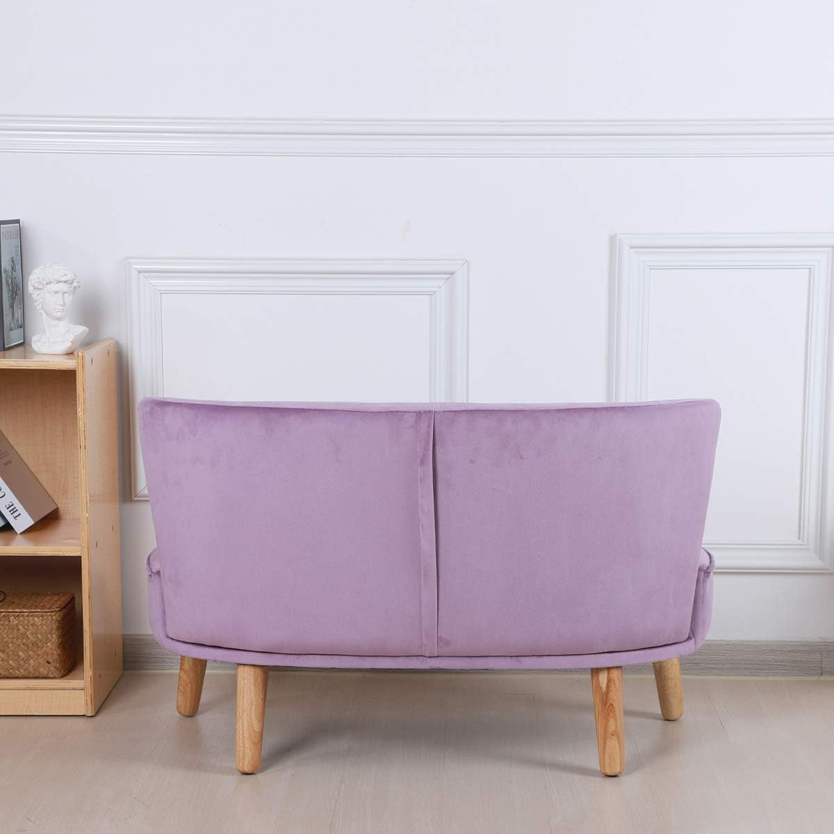 2-Seat Kid Sofa Couch with Velvet Fabric,Kid Sofa Chair with Wooden Frame for 3-6 Age Children Gift,35.6" Length, Purple