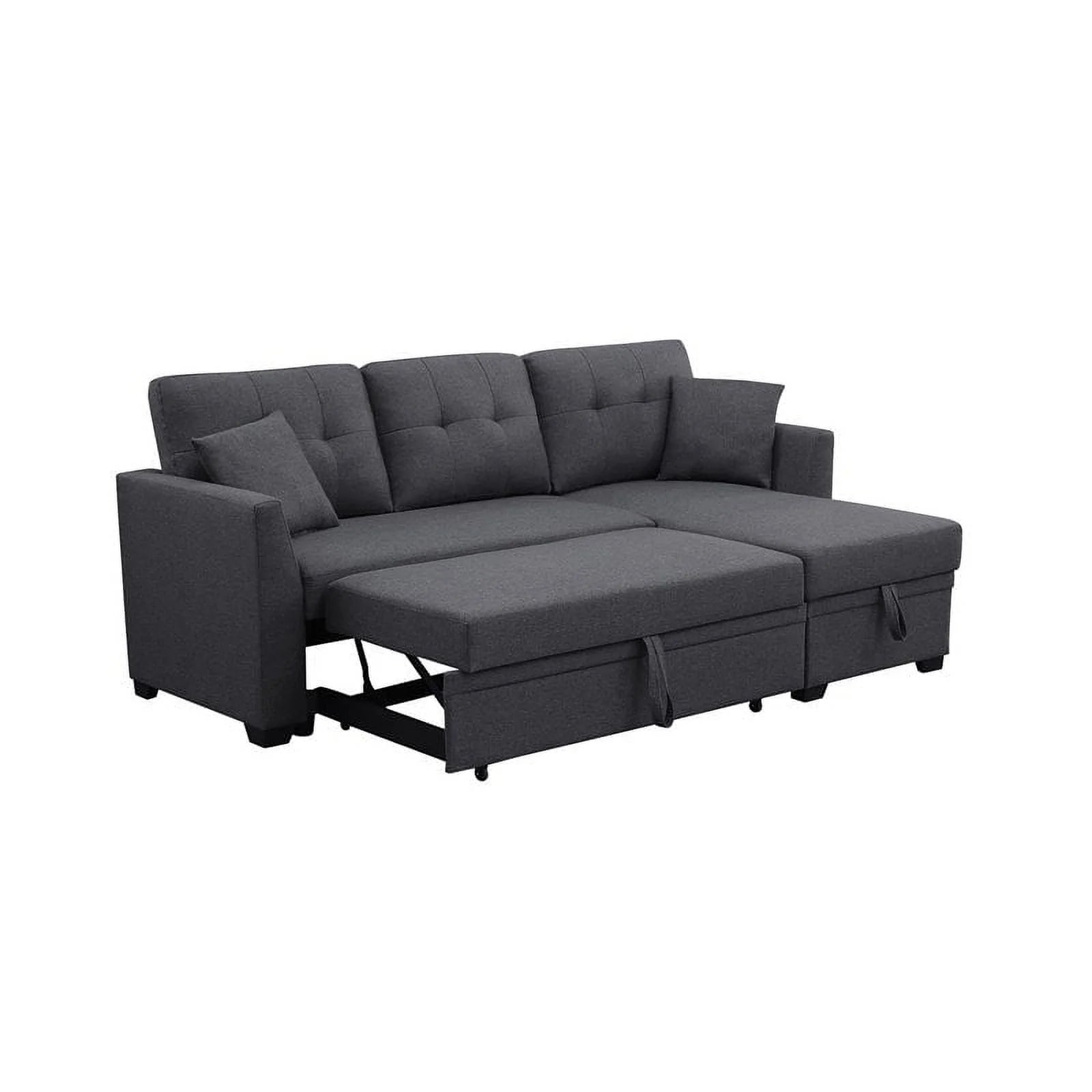 3 Seater L-Shaped Sofa with Pull-Out Sleeper Sofa, Sofa with Storage Recliner for Living Room, Bedroom, Apartment Small Combination Sofa, Dark Gray