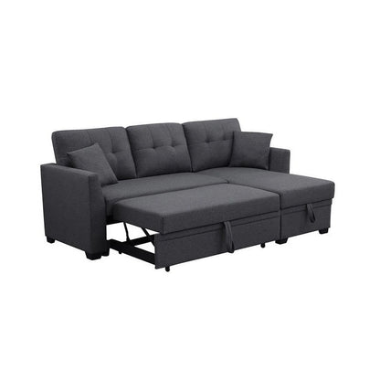 3 Seater L-Shaped Sofa with Pull-Out Sleeper Sofa, Sofa with Storage Recliner for Living Room, Bedroom, Apartment Small Combination Sofa, Dark Gray