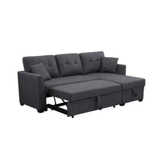 3 Seater L-Shaped Sofa with Pull-Out Sleeper Sofa, Sofa with Storage Recliner for Living Room, Bedroom, Apartment Small Combination Sofa, Dark Gray