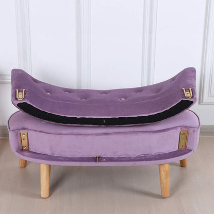 2-Seat Kid Sofa Couch with Velvet Fabric,Kid Sofa Chair with Wooden Frame for 3-6 Age Children Gift,35.6" Length, Purple