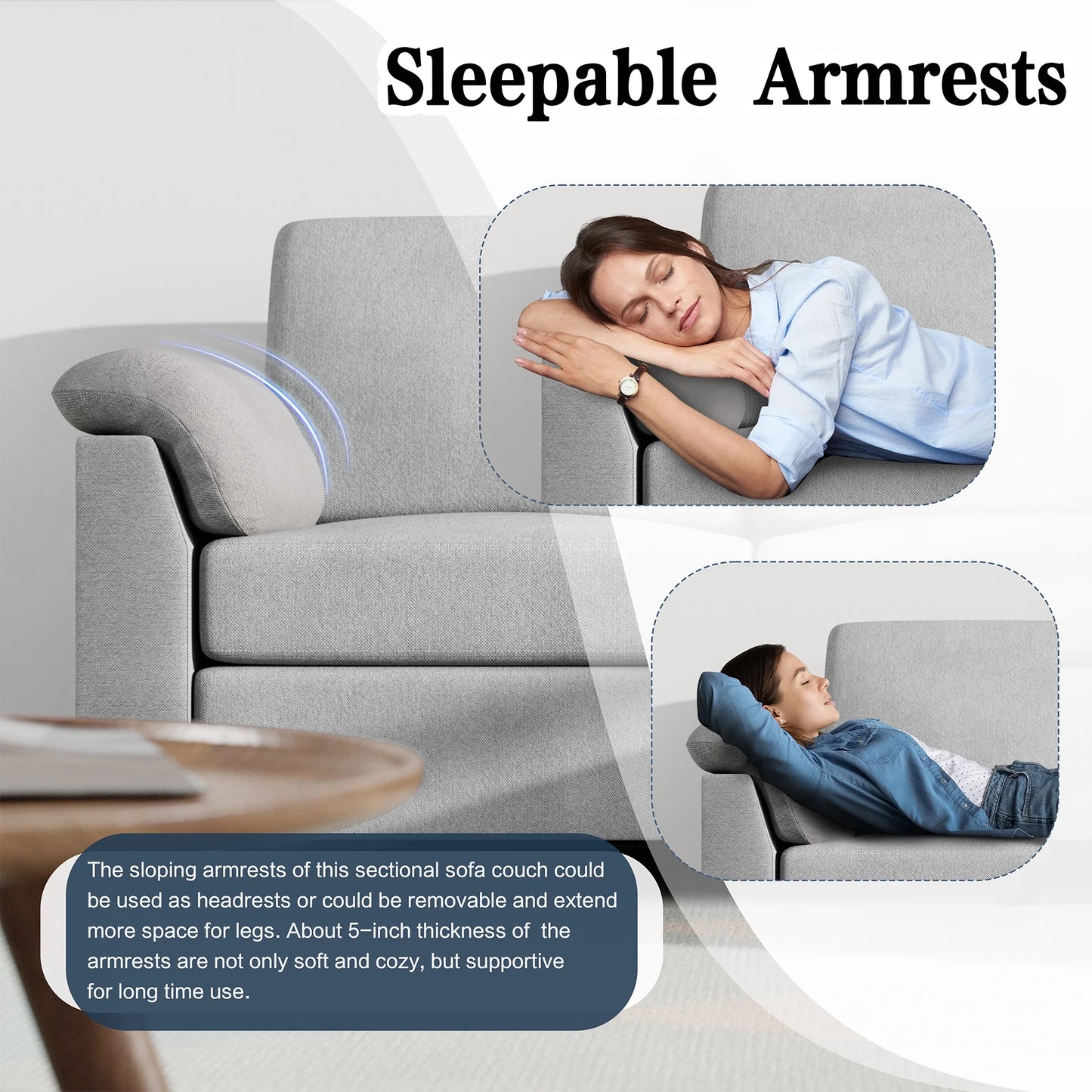 79.1" Sectional Sofa with Movable Storage Ottoman, L-Shaped Convertible Sofa Couch for Small Living Room, Ottoman, L-Shaped Convertible Sofa Couch for Small Living Room, Light Grey