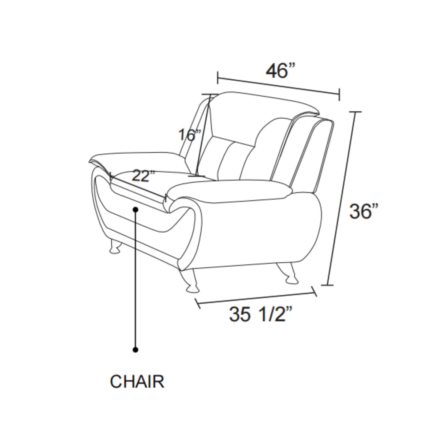 Leather Single Sofa Chair, Modern Comfy Sofa Couch for Living Room, Bedroom, White