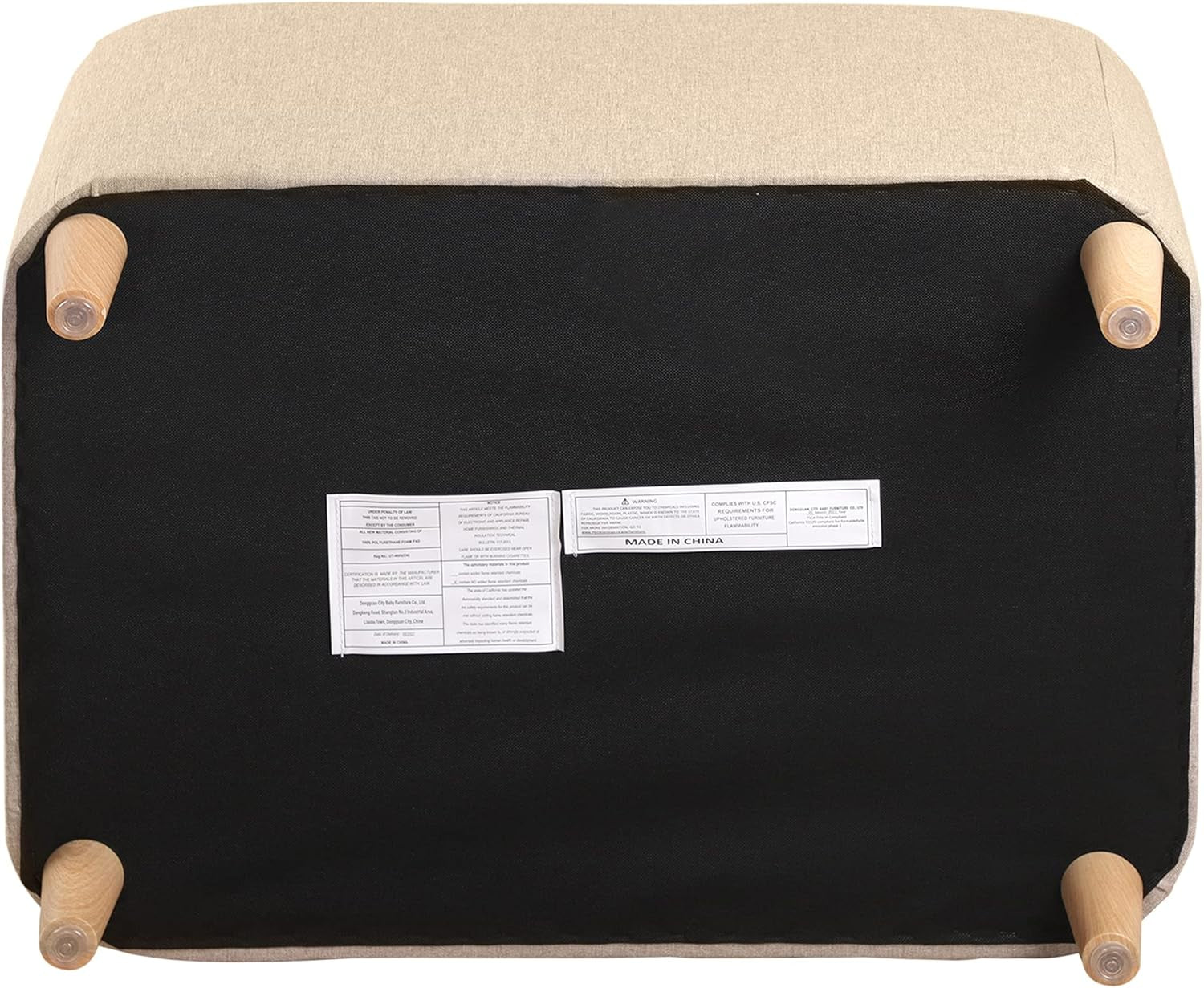 Pet Sofa with Movable Cushion, Rectangle Sofa with Wood Foot, Dog Sofa Dog Bed, Cat Sofa Cat Bed, Wooden Structure and Linen Pet Sofa Bed, Three Size (Small, Beige)