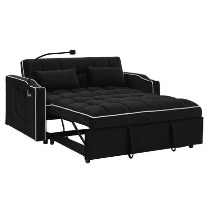 3 in 1 Convertible Sleeper Sofa Bed Loveseat Sofa Couch Pull Out Sofa Bed Black