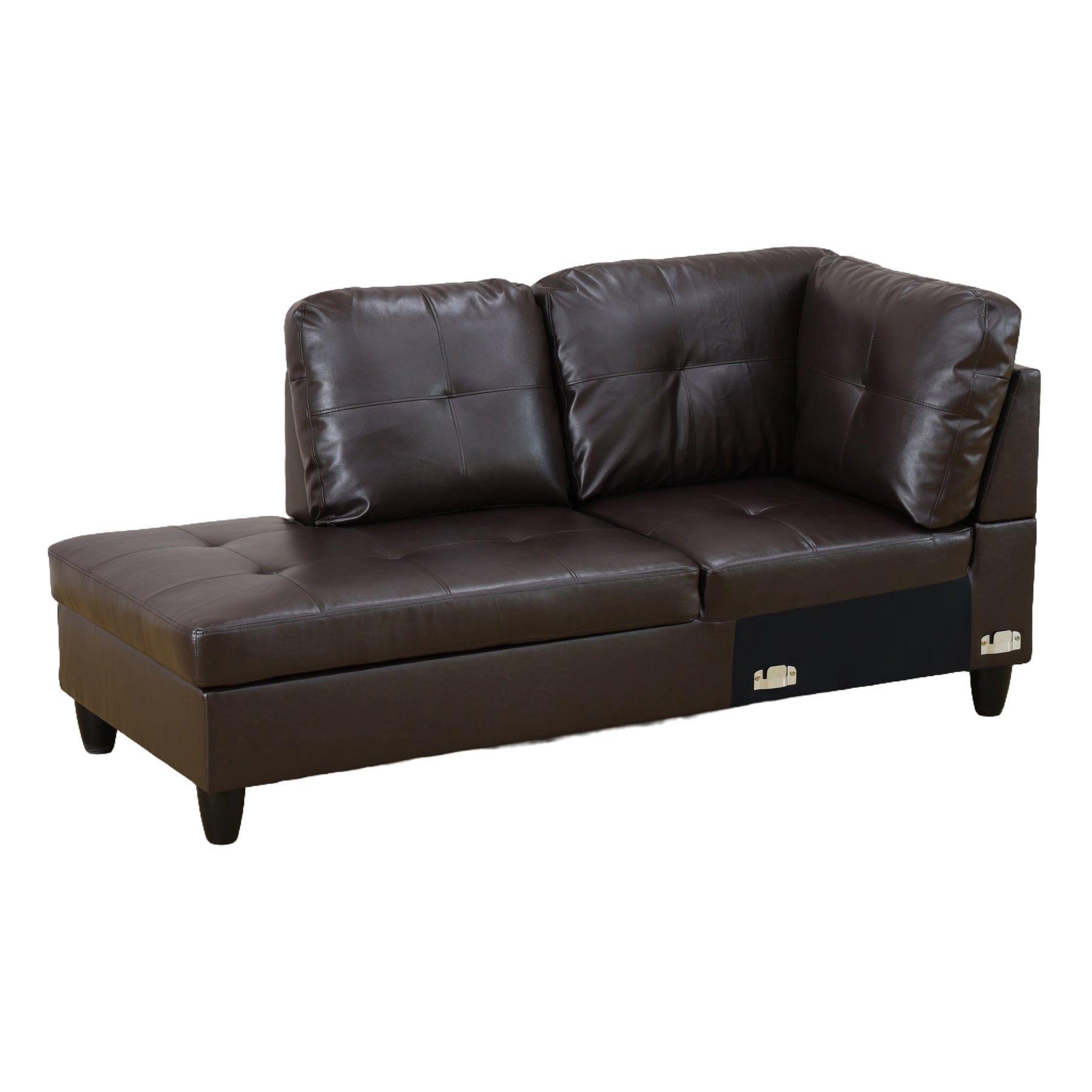 Modern Faux Leather Sectional Couch and Sofa Set, L Shaped Sectional Sofa with 17.5" Back Height, Living Room Furniture Sets, Brown(No Ottoman)