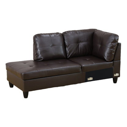 Modern Faux Leather Sectional Couch and Sofa Set, L Shaped Sectional Sofa with 17.5" Back Height, Living Room Furniture Sets, Brown(No Ottoman)