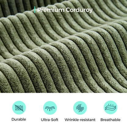 Oversized Modular Sectional Sofa, U-Shaped Cloud Sofa Couch with Corduroy Fabric, 4 Seat Sponge Sofa for Living Room, No Assembly Required, Green