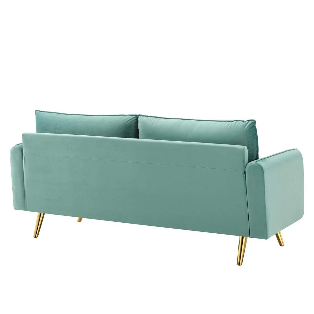 Revive Performance Velvet Sofa in Mint