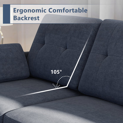 Convertible Sectional Sofa Couch L-Shape Couch with Reversible Chaise 4 Seat Sofa for Apartment Bluish Grey