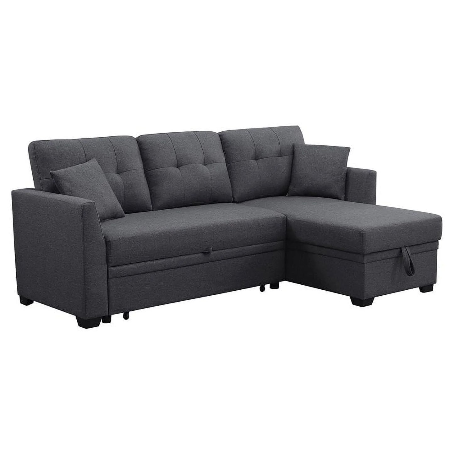 3 Seater L-Shaped Sofa with Pull-Out Sleeper Sofa, Sofa with Storage Recliner for Living Room, Bedroom, Apartment Small Combination Sofa, Dark Gray