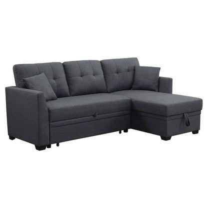 3 Seater L-Shaped Sofa with Pull-Out Sleeper Sofa, Sofa with Storage Recliner for Living Room, Bedroom, Apartment Small Combination Sofa, Dark Gray