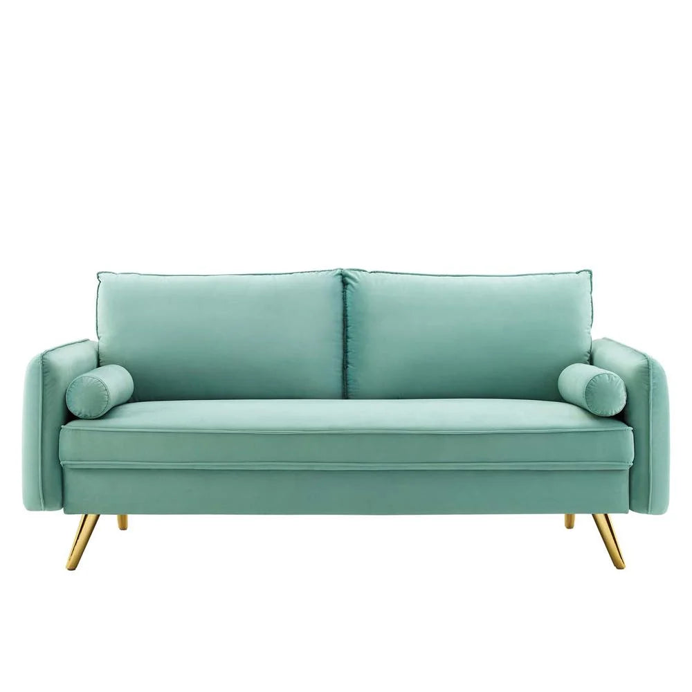 Revive Performance Velvet Sofa in Mint