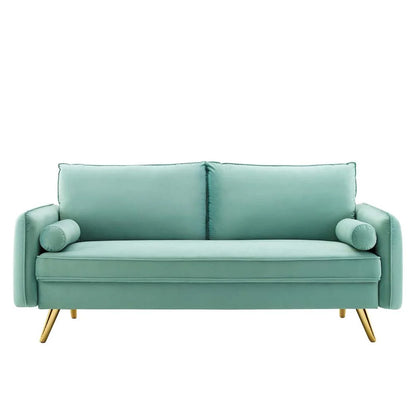 Revive Performance Velvet Sofa in Mint