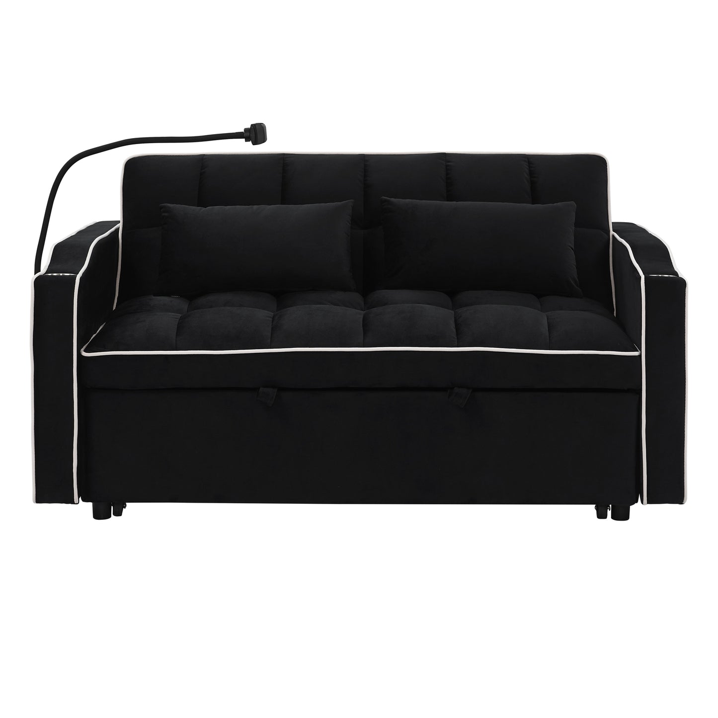 3 in 1 Convertible Sleeper Sofa Bed Loveseat Sofa Couch Pull Out Sofa Bed Black