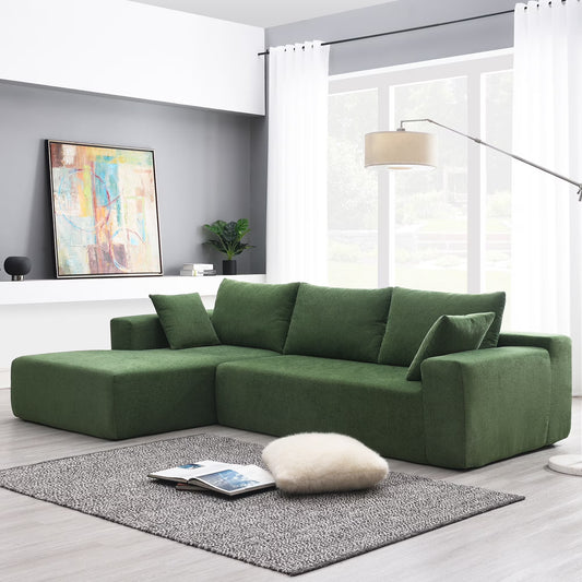 109" Modular Sectional Sofa, L Shaped Modern Couch Upholstered Sleeper Sofa Minimalist Style Couch Living Room Sofa Set for Living Room, Green