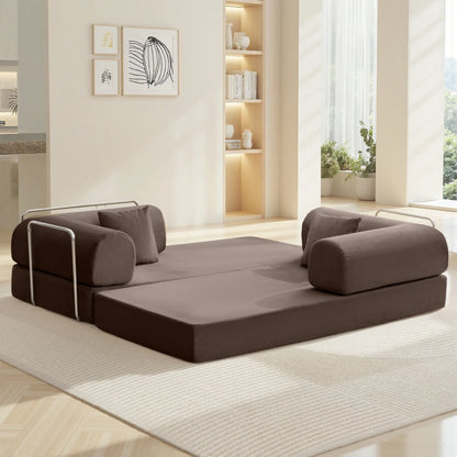 78.7" W Combination Sofa, High Rebound Density Sponge Sofa Couch, Two Forms Floor Couch Three Seats Sofa Bed for Living Room, Bedroom, Coffee