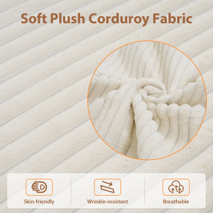 Indoor Modular Sectional Sofa, 106" Corduroy Cloud Couch L Shaped Sofas with Deep Seat, Comfy Fluffy Plush Couches, No Assembly Required, Left Chaise, White