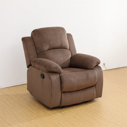 Corduroy Manual Single Rocker Recliner Sofa, Heavy Duty Reclining Chair for Home with Overstuffed Arm and Back, Brown